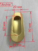 Врезная ручка ARCHIE A-K02-V02 для раздвижных дверей, металл, покрытие- золото - Ангара 96