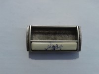 Врезная ручка-раковина состаренное серебро- керамика (цветы на белом фоне), пр-во Италия - Ангара 96