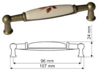 Ручка-скоба L1946 MLK-2-96 бронза/керам./клен - Ангара 96