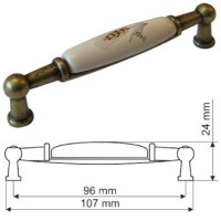 Ручка-скоба L1946-MLK-5-96 бронза/керам./колос - Ангара 96
