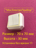 Выключатель 2-клавишный наружный с золотой каймой, МосЭлектроПрибор - Ангара 96
