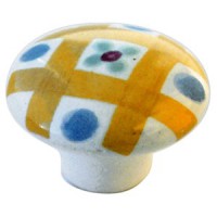 732 ОФК Ручка-кнопка керамика белая/желтая решетка 53 - Ангара 96