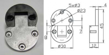 Петля секретерная малая (d=30мм), металл + пластмасса - Ангара 96