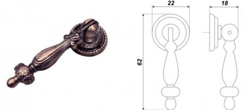 Ручка- кнопка RС 024 AС.3 медь  Боярд - Ангара 96