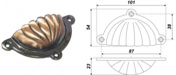 Ручка- кнопка RS 095 AC медь 15\87 для комодов  Боярд - Ангара 96