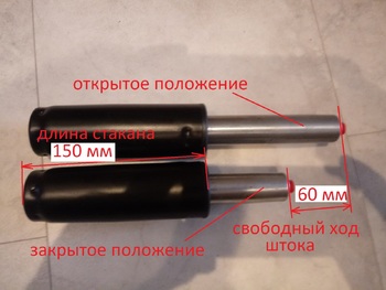 150/60 мм Газпатрон (газлифт) для офисного кресла (150 мм - длина стакана, 60 мм- ход штока), черный - Ангара 96